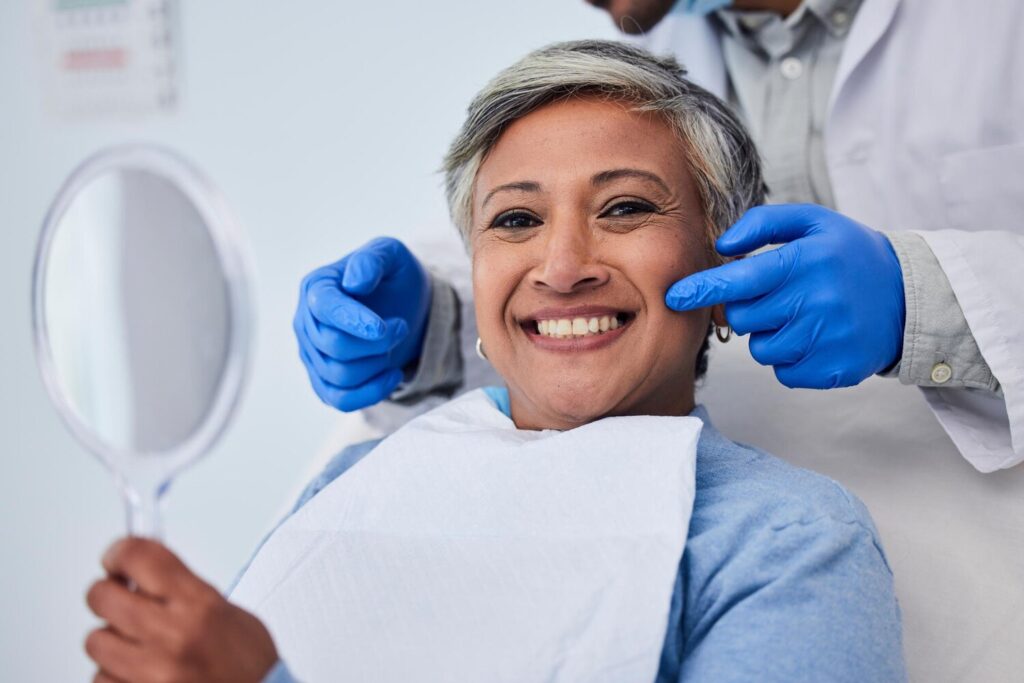 Happy Senior Woman Teeth Dentist Dental Care Appointment Checkup Clinic Portrait Elderly Female Person Smile Tooth Whitening Cleaning Oral Mouth Gum Care Hospital 590464 205839